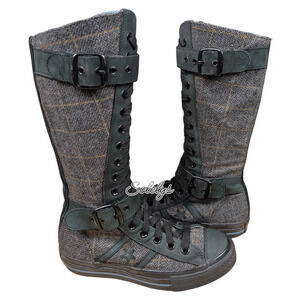 Converse 2007 XXHI All Star Grey Blue Tweed Calf Knee High Sneaker Boot 7 RARE